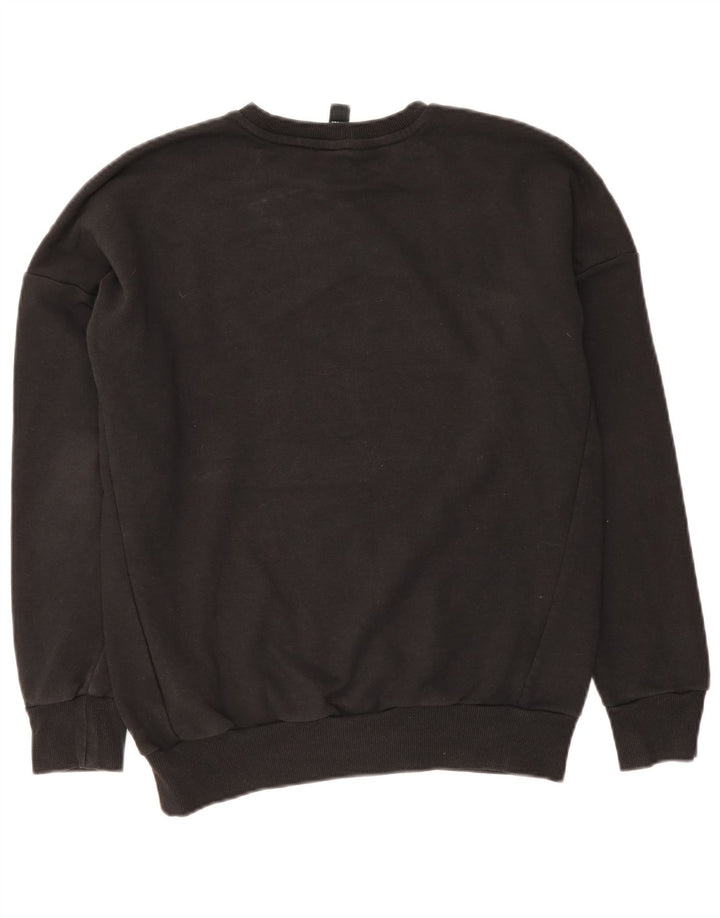 Adidas Womens Graphic Sweatshirt Jumper UK 14 Medium Black Cotton