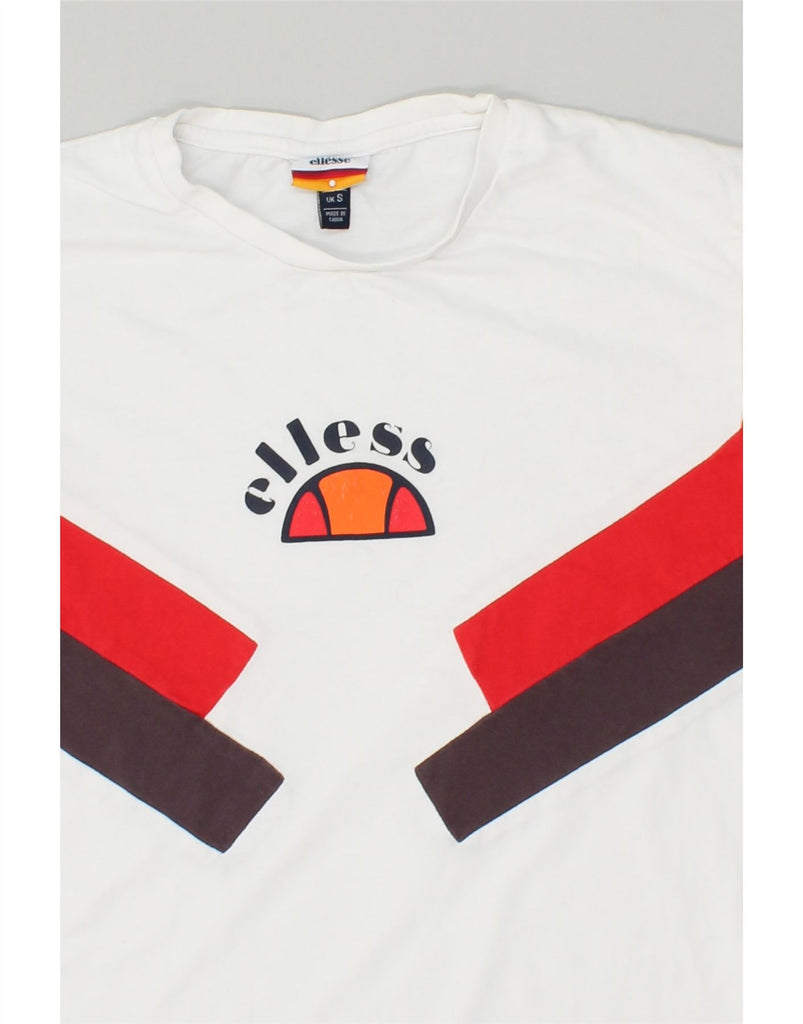 ELLESSE Mens Graphic T-Shirt Top Small White Colourblock Cotton | Vintage Ellesse | Thrift | Second-Hand Ellesse | Used Clothing | Messina Hembry 
