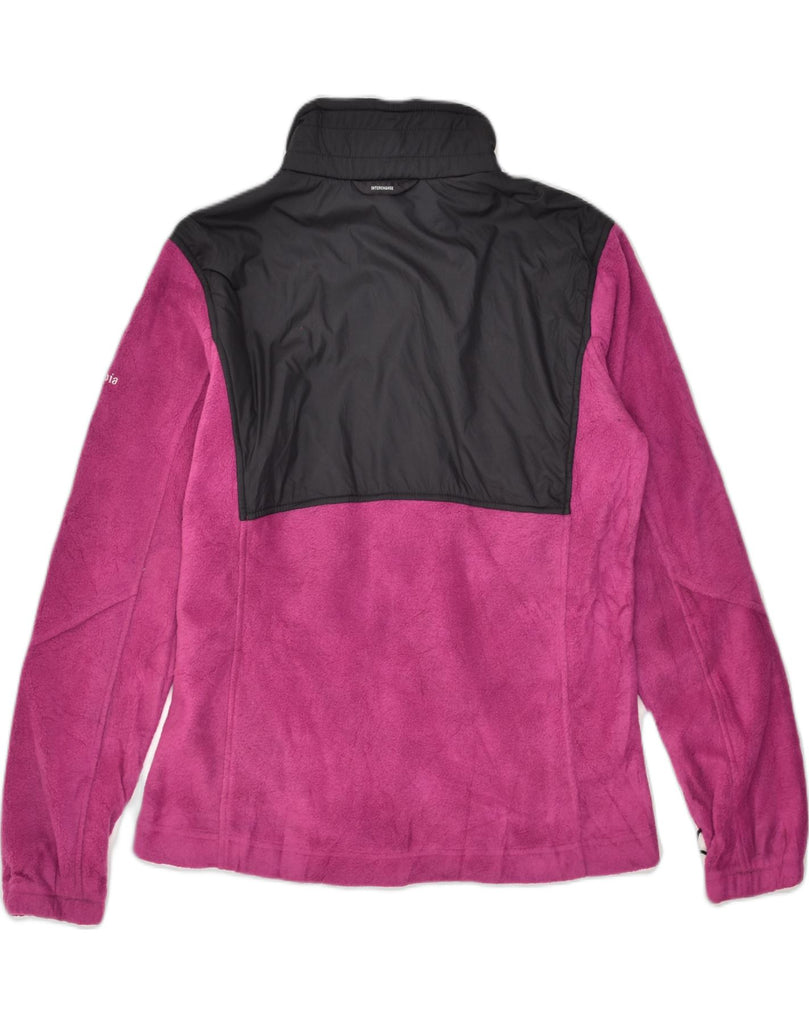 COLUMBIA Womens Fleece Jacket UK 16 Large Burgundy Colourblock Polyester | Vintage Columbia | Thrift | Second-Hand Columbia | Used Clothing | Messina Hembry 