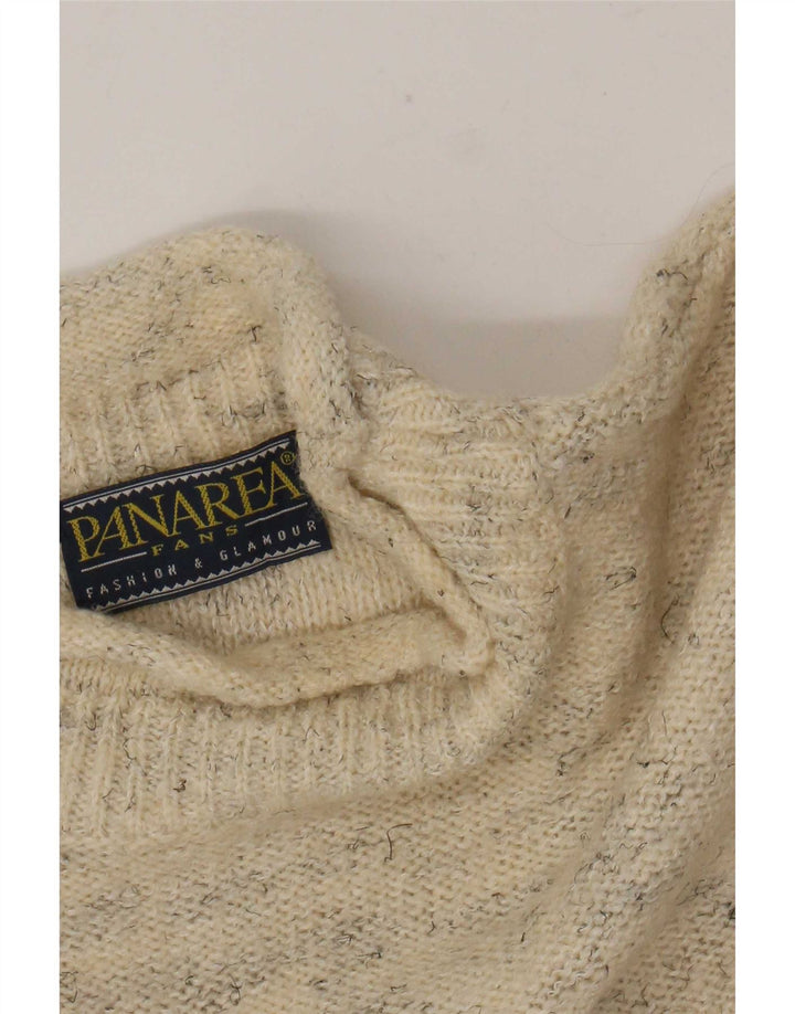 Vintage Mens Turtle Neck Jumper Sweater Large Beige Flecked