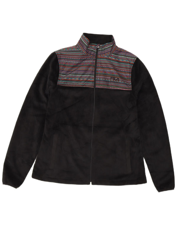 FILA Womens Fleece Jacket UK 10 Small Black Striped Polyester