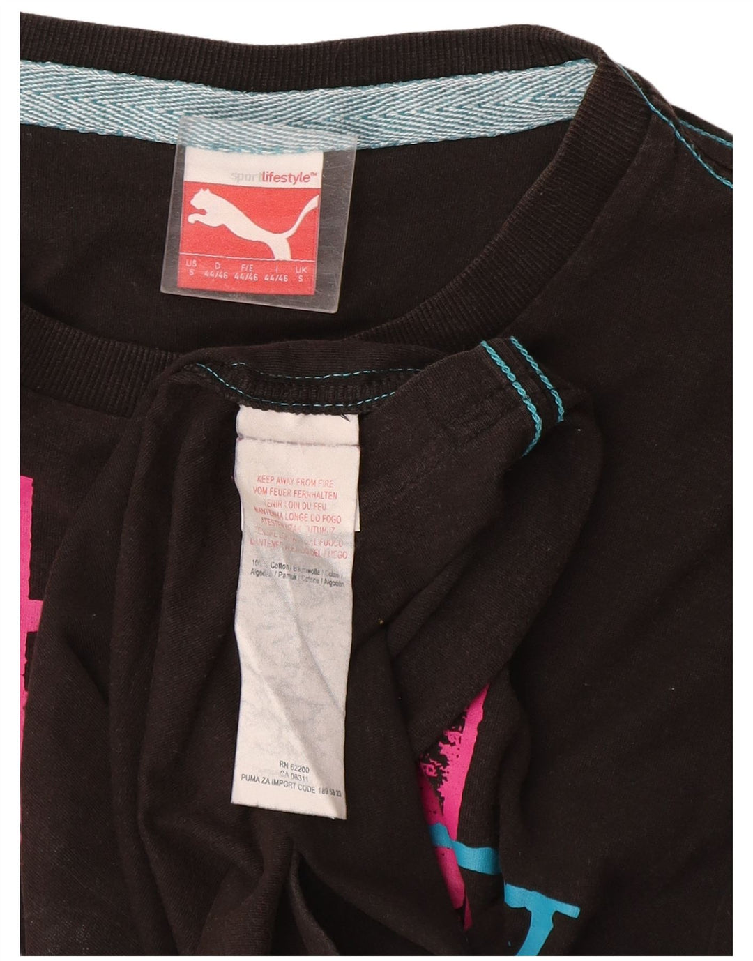 Puma Mens Graphic T-Shirt Top Small Black Cotton