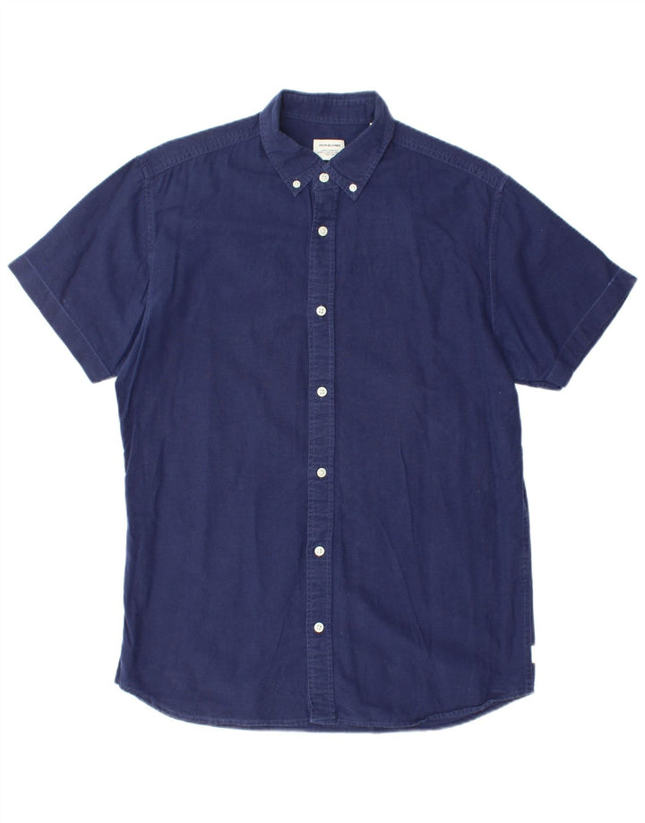 JACK & JONES Mens Short Sleeve Shirt Medium Navy Blue