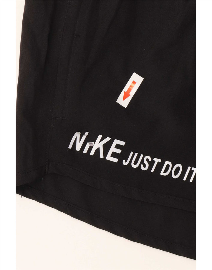 Nike Womens Dri Fit Graphic Sport Shorts UK 12 Medium Black Polyester