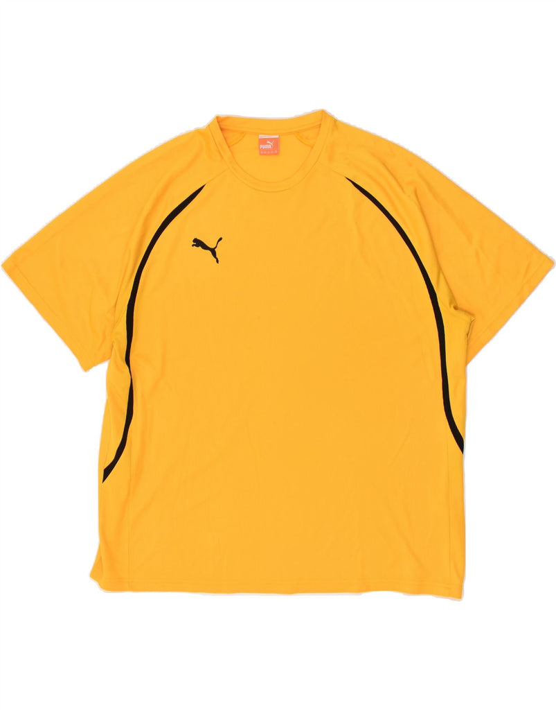 PUMA Mens Graphic T-Shirt Top 2XL Yellow Polyester | Vintage Puma | Thrift | Second-Hand Puma | Used Clothing | Messina Hembry 