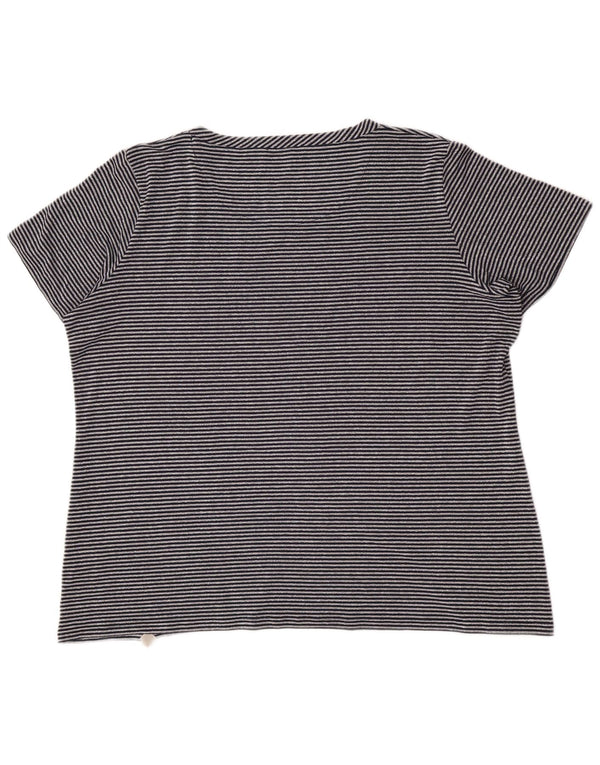 Marina Rinaldi Womens Voyage T-Shirt Top UK 16 Large Grey Striped Viscose