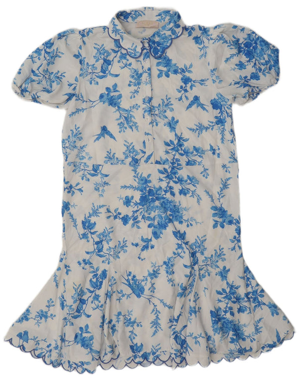 Lipsy Girls Drop Waist Dress 13-14 Years White Floral Polyester
