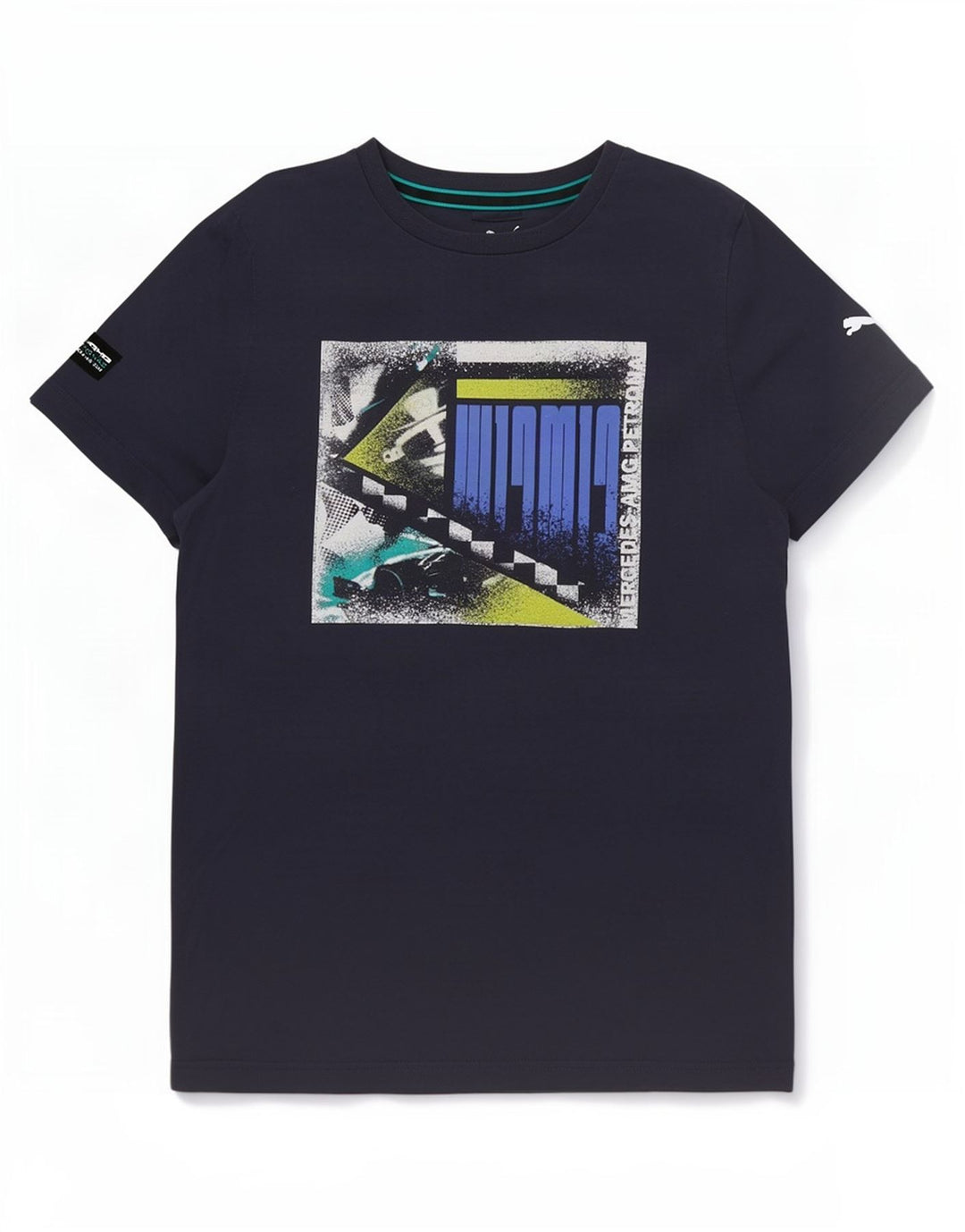 Puma Mens Graphic T-Shirt Top Small Navy Blue Cotton