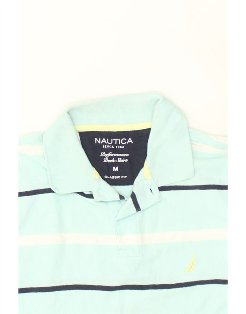 NAUTICA Mens Classic Fit Polo Shirt Medium Blue Striped Cotton | Vintage Nautica | Thrift | Second-Hand Nautica | Used Clothing | Messina Hembry 