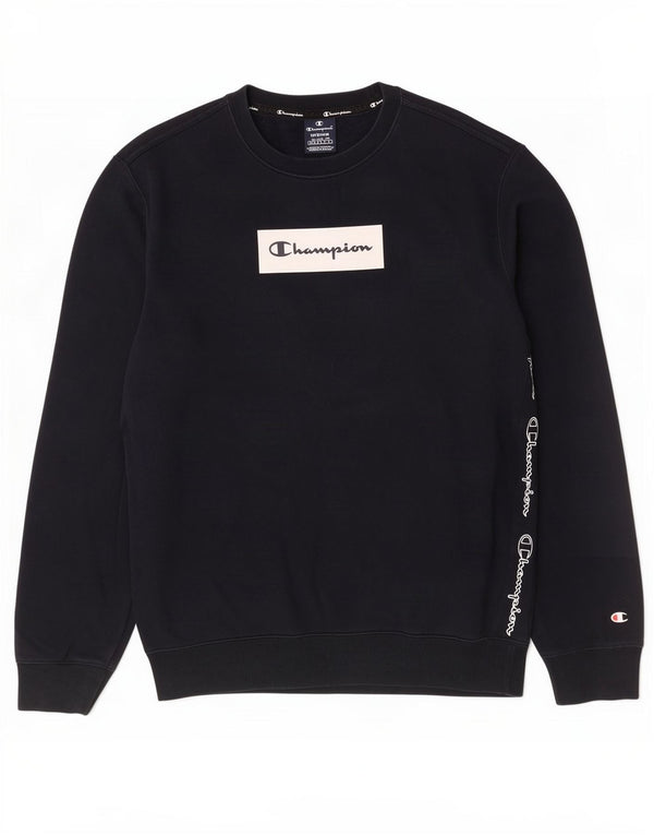 Champion Mens Graphic Sweatshirt Jumper Medium Navy Blue Cotton