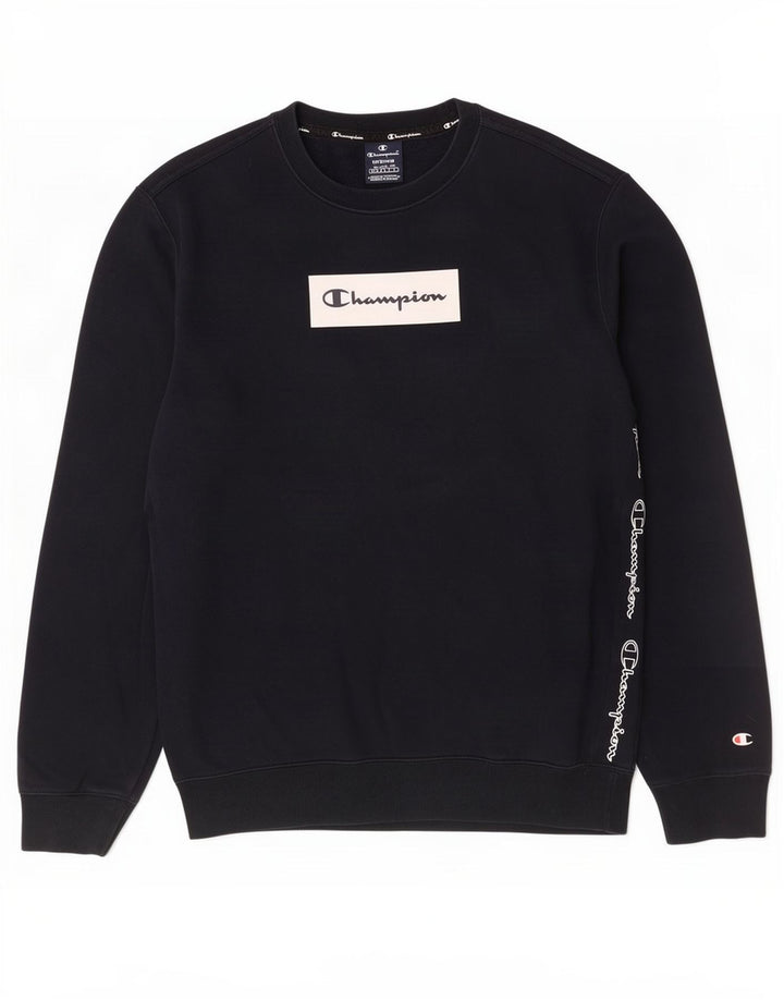 Champion Mens Graphic Sweatshirt Jumper Medium Navy Blue Cotton