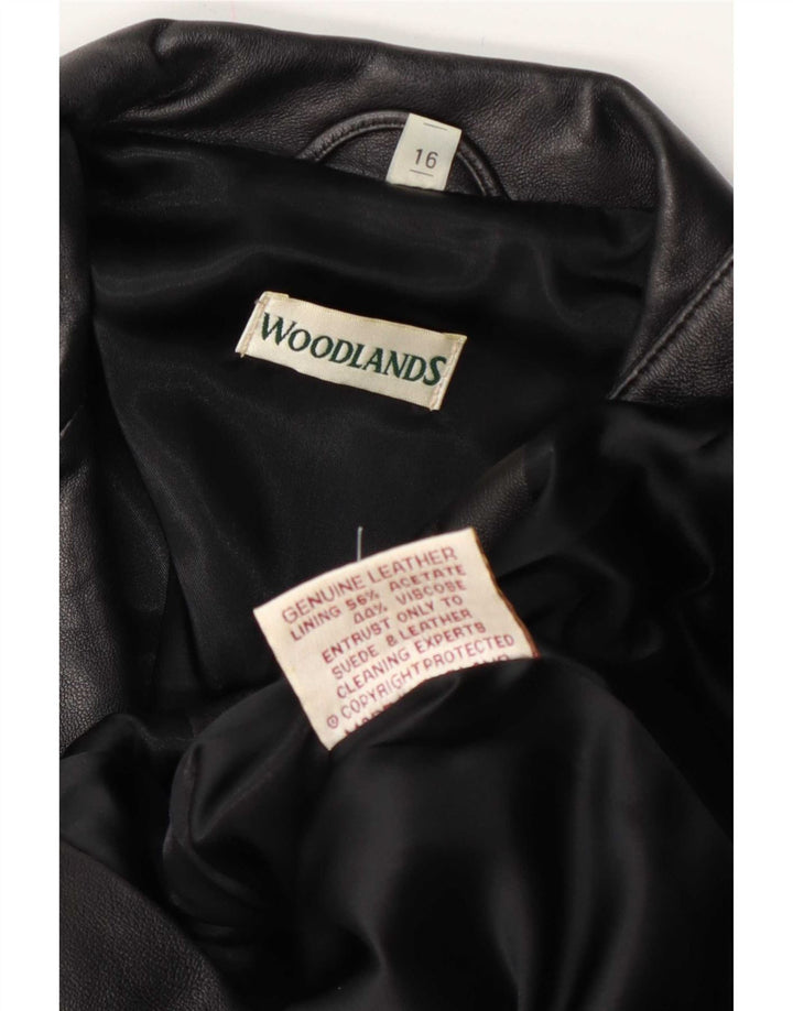 Sardar Womens Woodlands Leather Blazer Jacket UK 16 Large Black