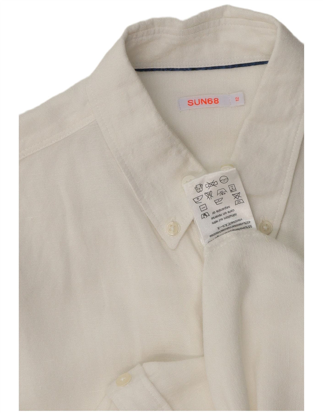 SUN68 Boys Shirt 11-12 Years White Linen