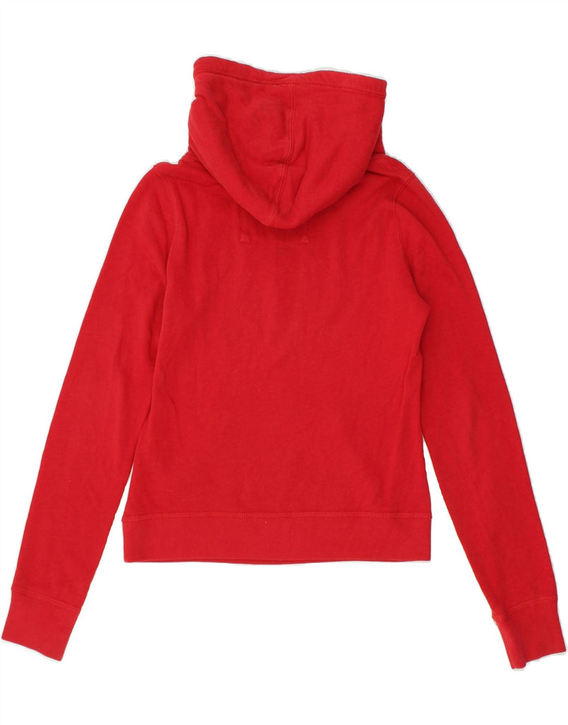 ABERCROMBIE & FITCH Womens Graphic Hoodie Jumper UK 12 Medium Red Cotton | Vintage Abercrombie & Fitch | Thrift | Second-Hand Abercrombie & Fitch | Used Clothing | Messina Hembry 