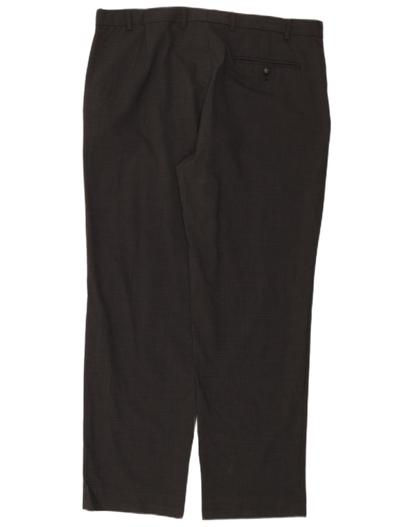 Marks & Spencer Mens Straight Suit Trousers W38 L31 Grey Wool