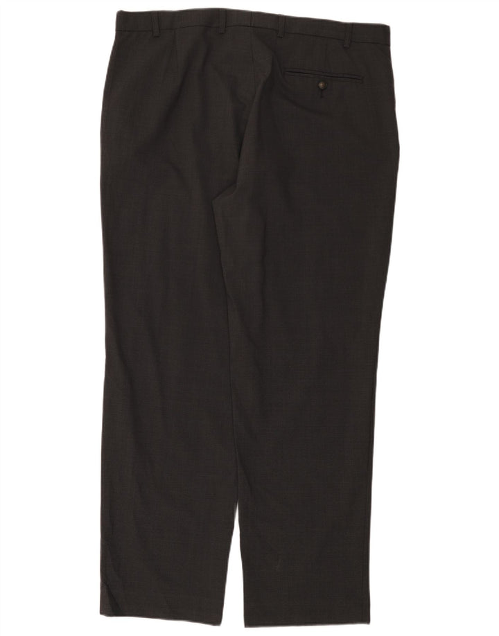 Marks & Spencer Mens Straight Suit Trousers W38 L31 Grey Wool