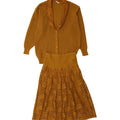 VINTAGE Womens Oversized 2 Piece Skirt Set Small W28  Khaki Polyester