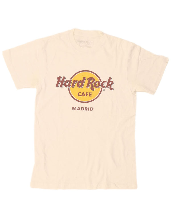 Hard Rock Cafe Mens Madrid Graphic T-Shirt Top Small White Cotton