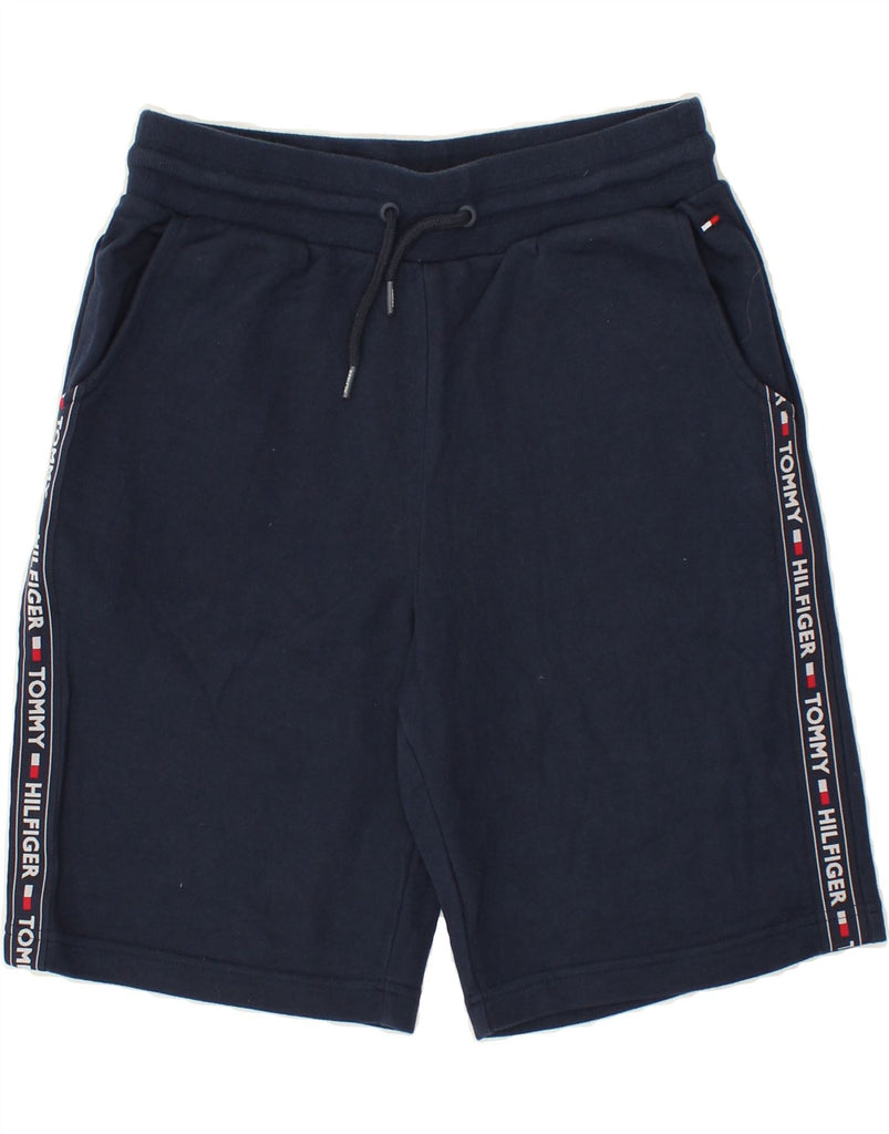 TOMMY HILFIGER Mens Graphic Sport Shorts Medium Navy Blue Cotton | Vintage Tommy Hilfiger | Thrift | Second-Hand Tommy Hilfiger | Used Clothing | Messina Hembry 