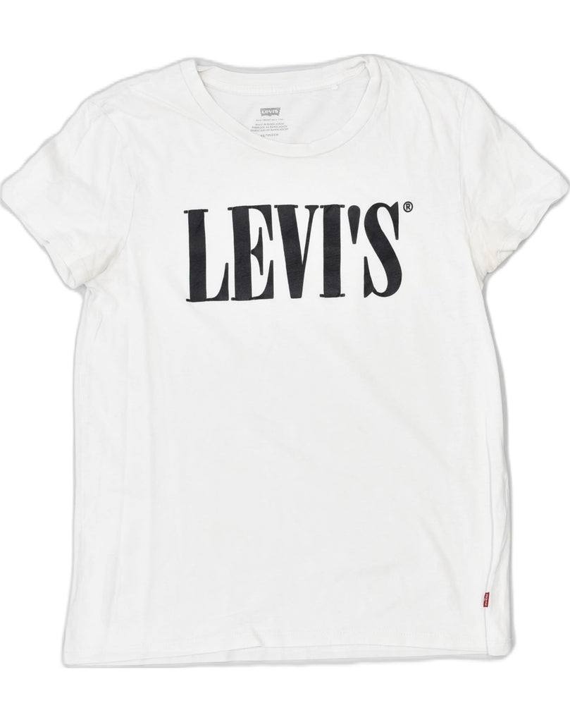 LEVI'S Womens Graphic T-Shirt Top UK 6 XS White Cotton | Vintage | Thrift | Second-Hand | Used Clothing | Messina Hembry 