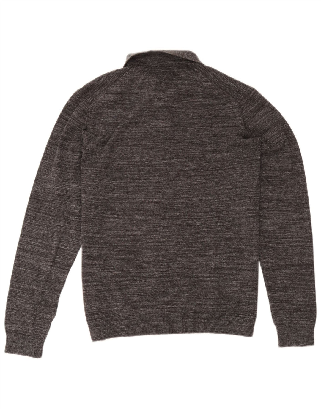 Marks & Spencer Mens Polo Neck Jumper Sweater Medium Grey Flecked Cotton