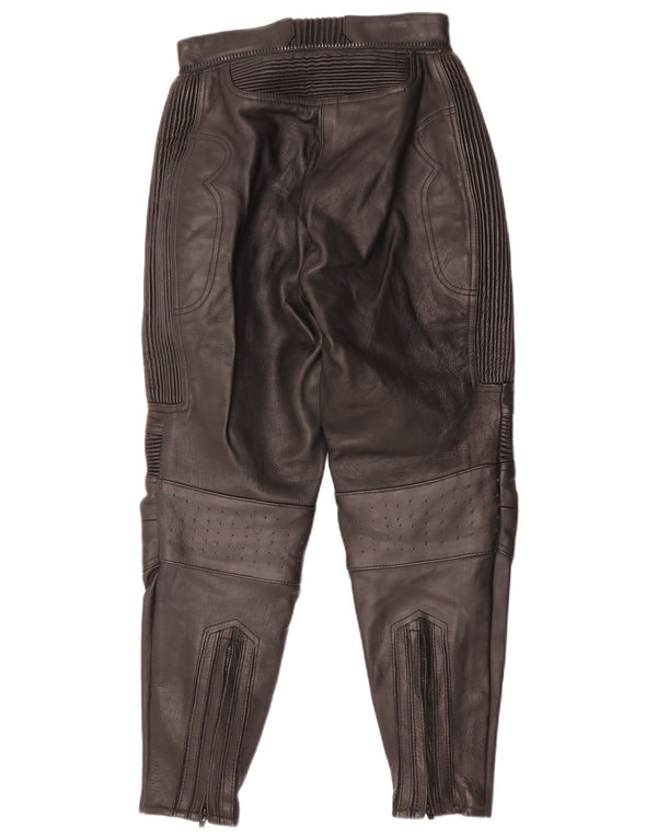 LOUIS Womens Leather Moto Racer Trousers EU 36 Small W28 L27 Black Leather