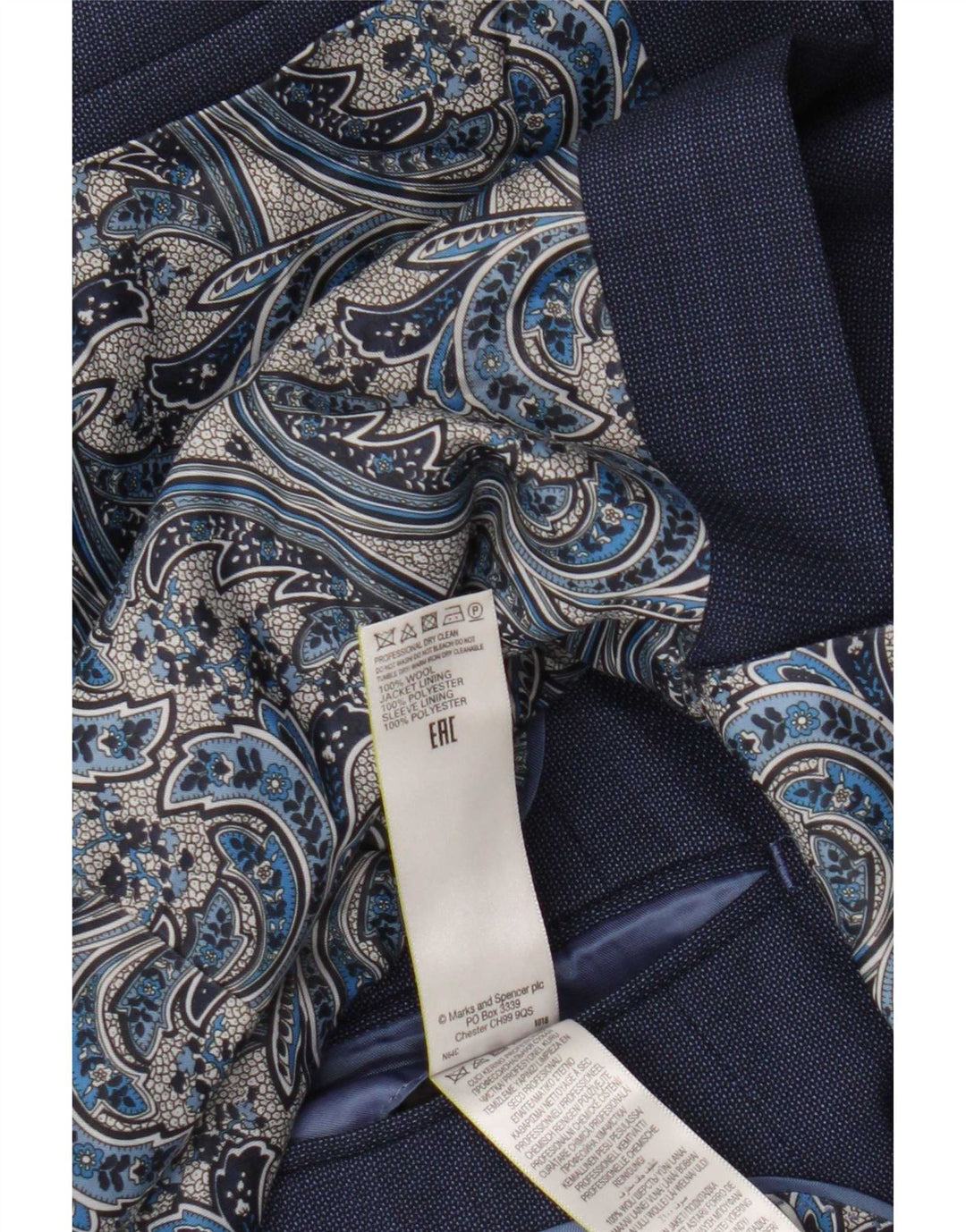 Marks & Spencer Mens 2 Button Blazer Jacket UK 38 Medium Blue Wool