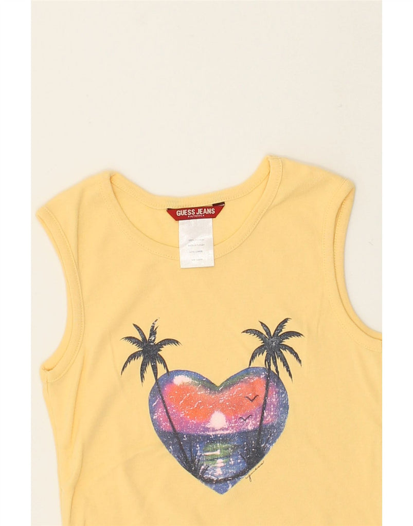 GUESS Girls Graphic Vest Top 5-6 Years Large Yellow Cotton | Vintage Guess | Thrift | Second-Hand Guess | Used Clothing | Messina Hembry 