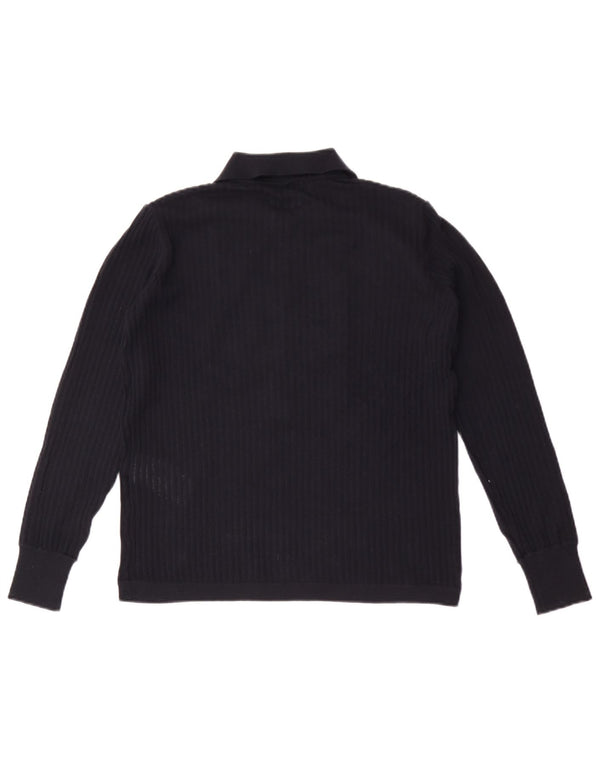 Giorgio Armani Womens Oversized Polo Neck Jumper Sweater IT 38 XS Navy Blue