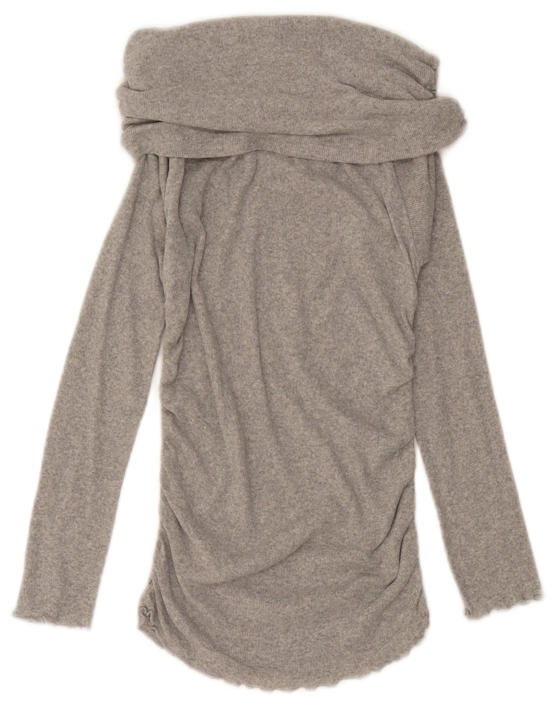 Zara Womens Roll Neck Top Long Sleeve UK 12 Medium Grey Flecked