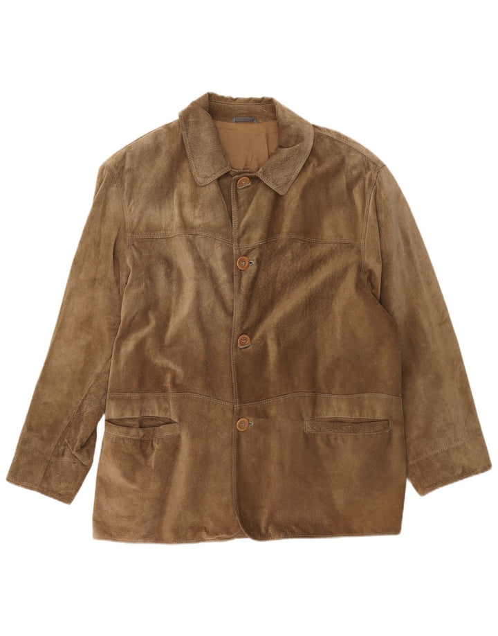 Vintage Mens 4 Button Suede Blazer Jacket IT 48 Medium Brown Leather