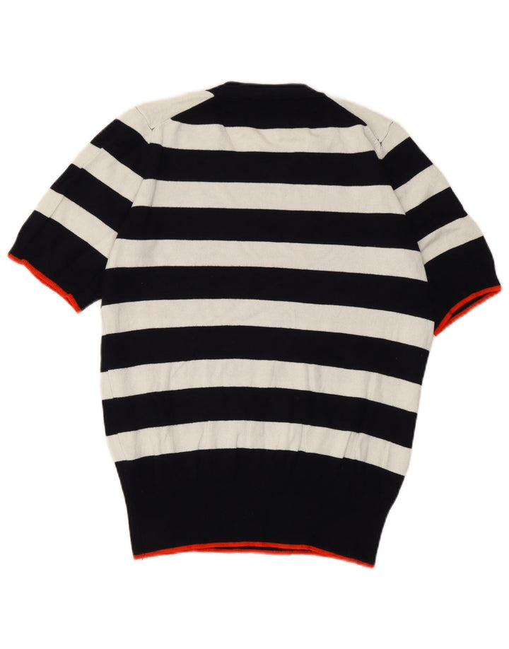 Zara Womens Short Sleeve Blouse Top UK 10 Small White Striped Viscose