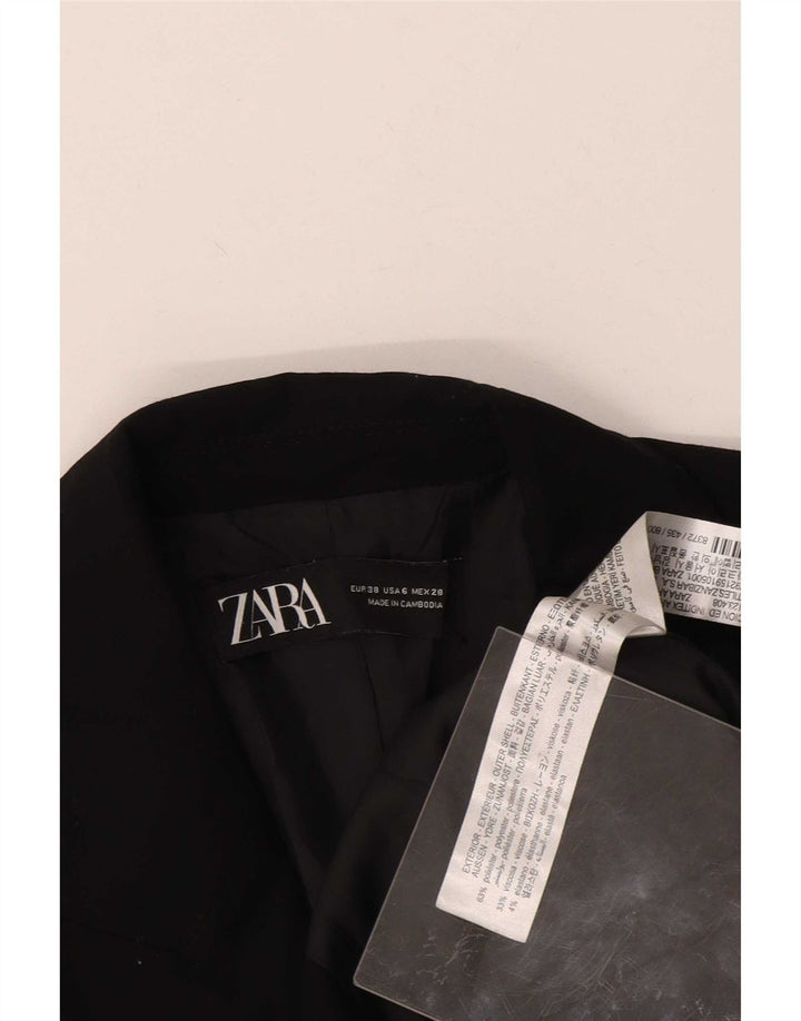 Zara Womens 1 Button Blazer Jacket EU 38 Small Black Polyester