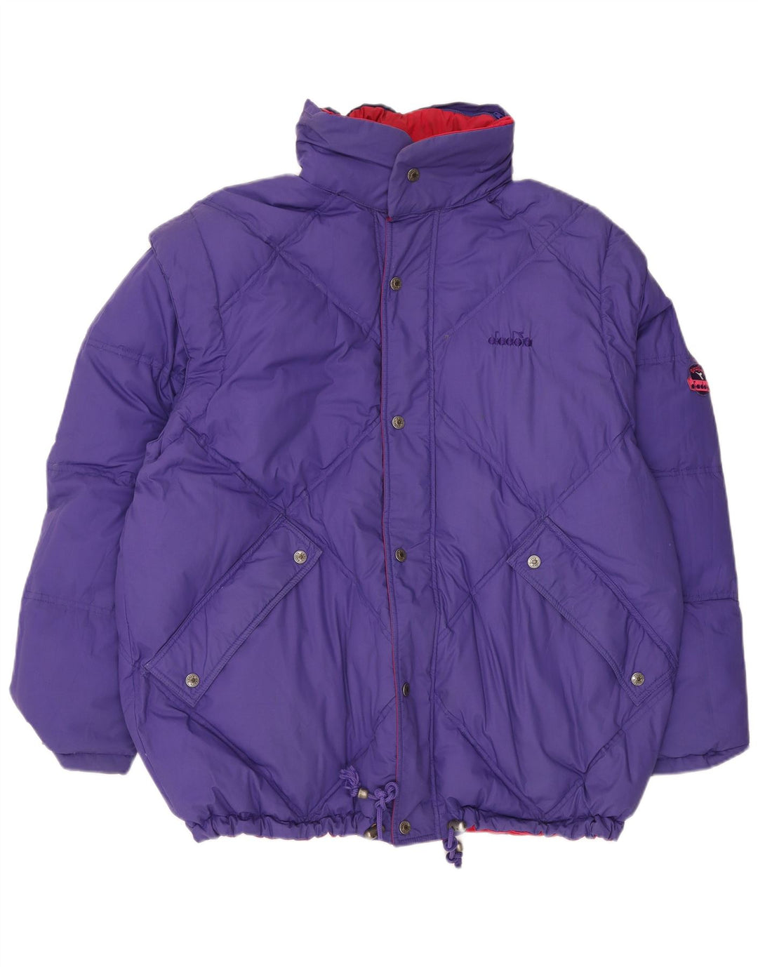 DIADORA Mens Oversized Reversible Padded Jacket UK 42 XL Red Polyester