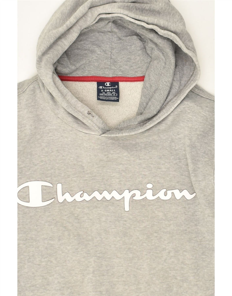 CHAMPION Womens Graphic Hoodie Jumper UK 6 XS Grey Cotton | Vintage Champion | Thrift | Second-Hand Champion | Used Clothing | Messina Hembry 