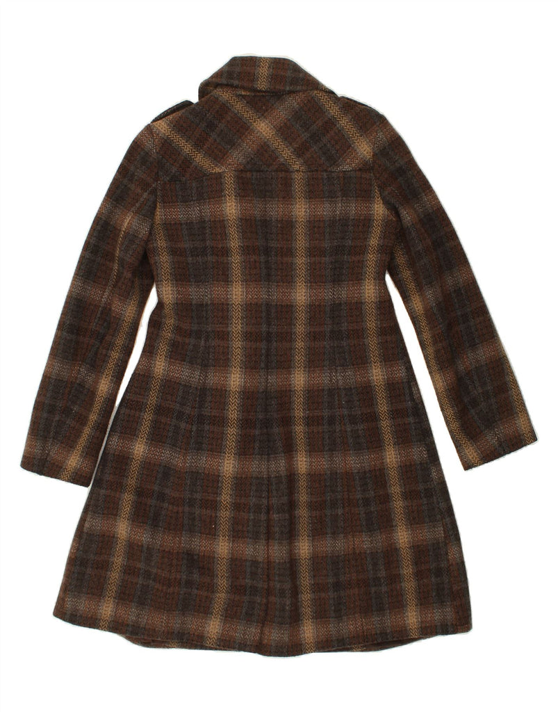 BENETTON Womens Double Breasted Coat UK 10 Small Brown Striped Vintage Benetton and Second-Hand Benetton from Messina Hembry 