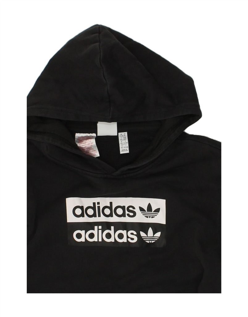 ADIDAS Boys Graphic Hoodie Jumper 11-12 Years Black Cotton | Vintage Adidas | Thrift | Second-Hand Adidas | Used Clothing | Messina Hembry 