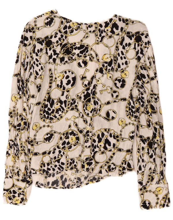 Topshop Womens Oversized Abstract Pattern Wrap Cardigan Top UK 6 XS White