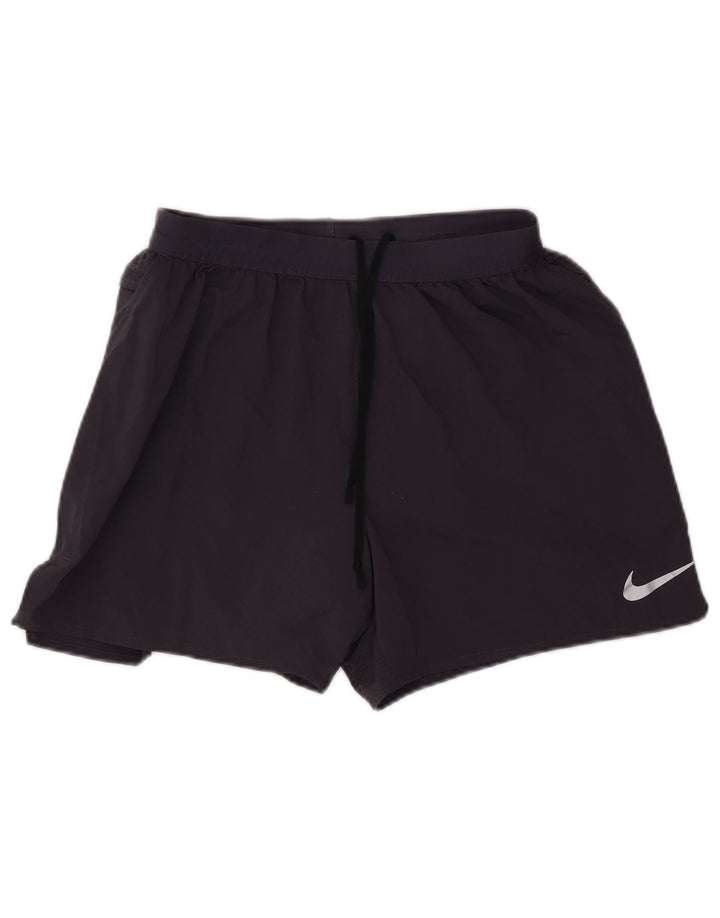 Nike Womens Dri Fit Sport Shorts UK 14 Large Navy Blue Polyester