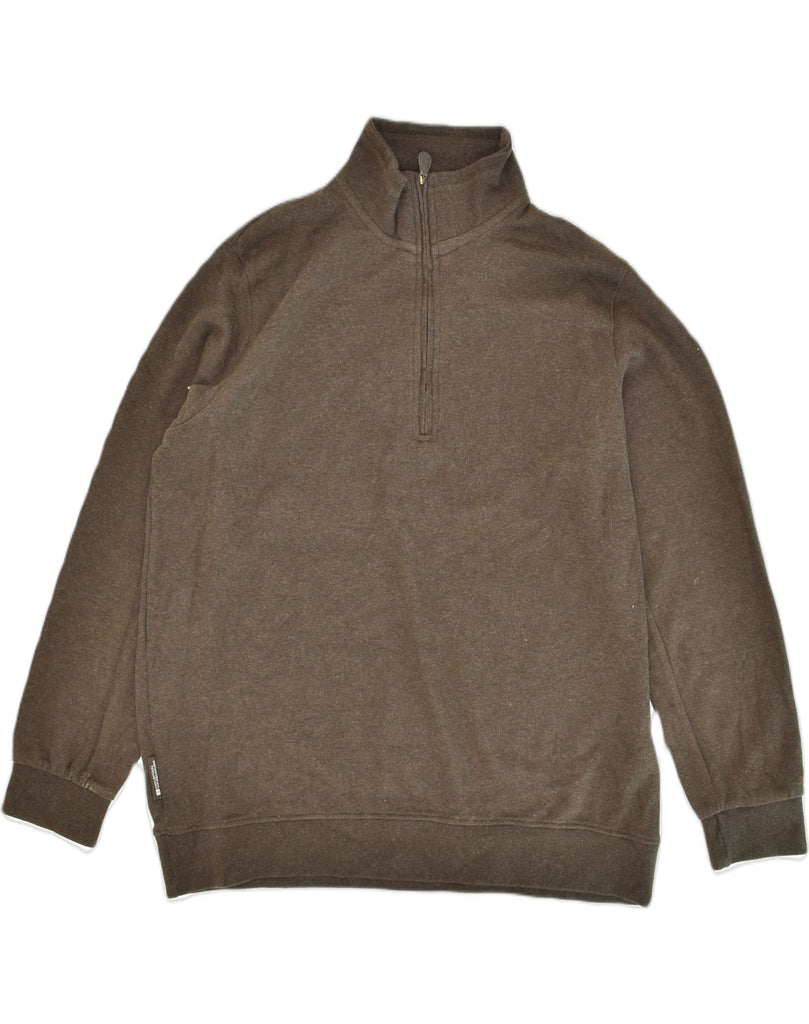 MOUNTAIN WAREHOUSE Mens Zip Neck Jumper Sweater 2XL Brown Cotton | Vintage Mountain Warehouse | Thrift | Second-Hand Mountain Warehouse | Used Clothing | Messina Hembry 