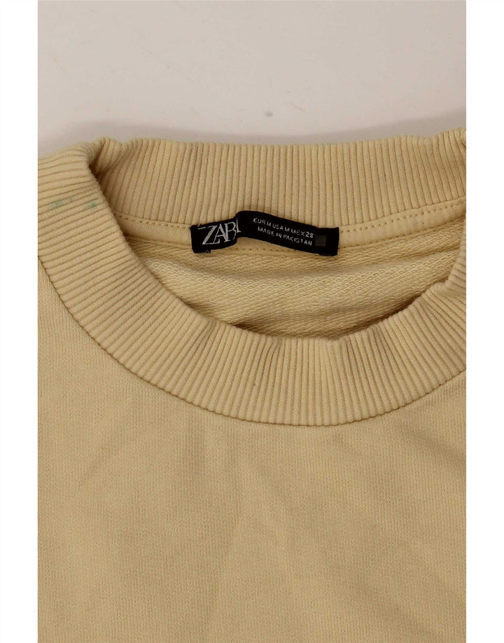 Zara Womens Sweatshirt Jumper UK 14 Medium Yellow Cotton