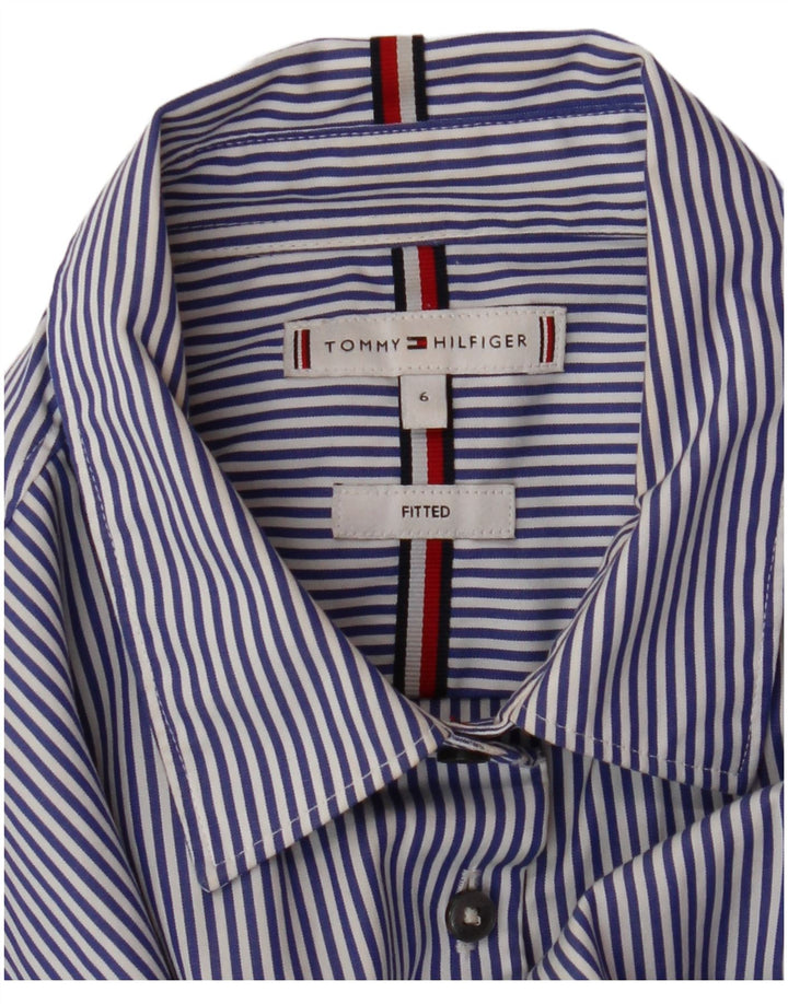 TOMMY HILFIGER Womens Fitted Shirt US 6 Medium Blue Striped