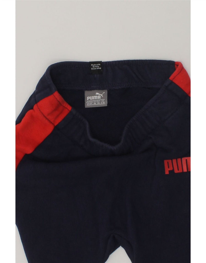 PUMA Boys Tracksuit Trousers Joggers 2-3 Years Navy Blue Colourblock | Vintage Puma | Thrift | Second-Hand Puma | Used Clothing | Messina Hembry 