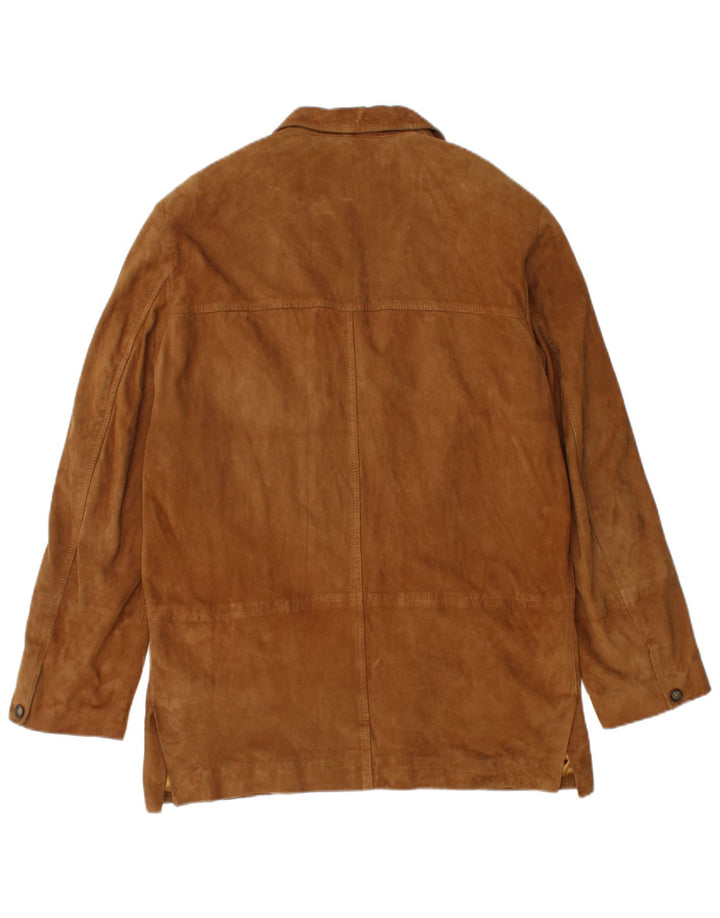 Vintage Mens 3 Button Suede Blazer Jacket IT 48 Medium Brown Leather