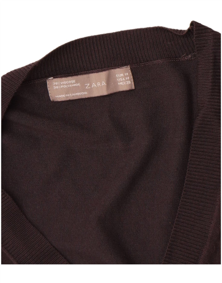 Zara Womens Cardigan Sweater UK 12 Medium Grey Viscose