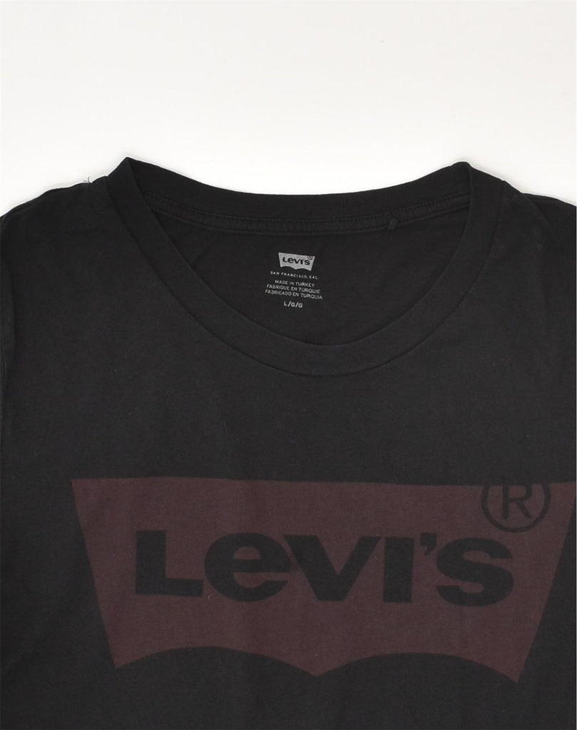 LEVI'S Womens Graphic T-Shirt Top UK 14 Large Black Cotton | Vintage Levi's | Thrift | Second-Hand Levi's | Used Clothing | Messina Hembry 