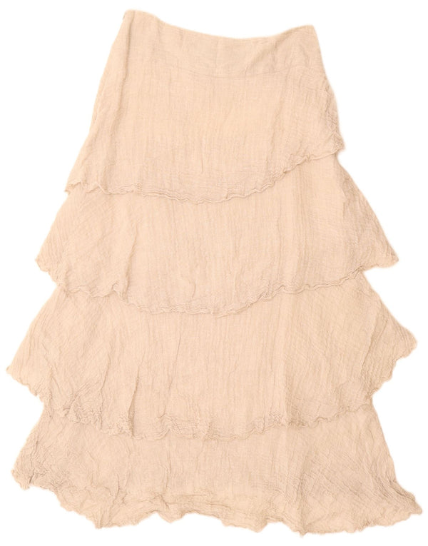 VINTAGE Womens High Waist Tiered Skirt W28 Medium Beige