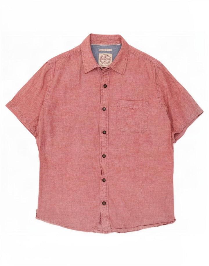 Fat Face Mens Short Sleeve Regular Fit Shirt Small Red Linen