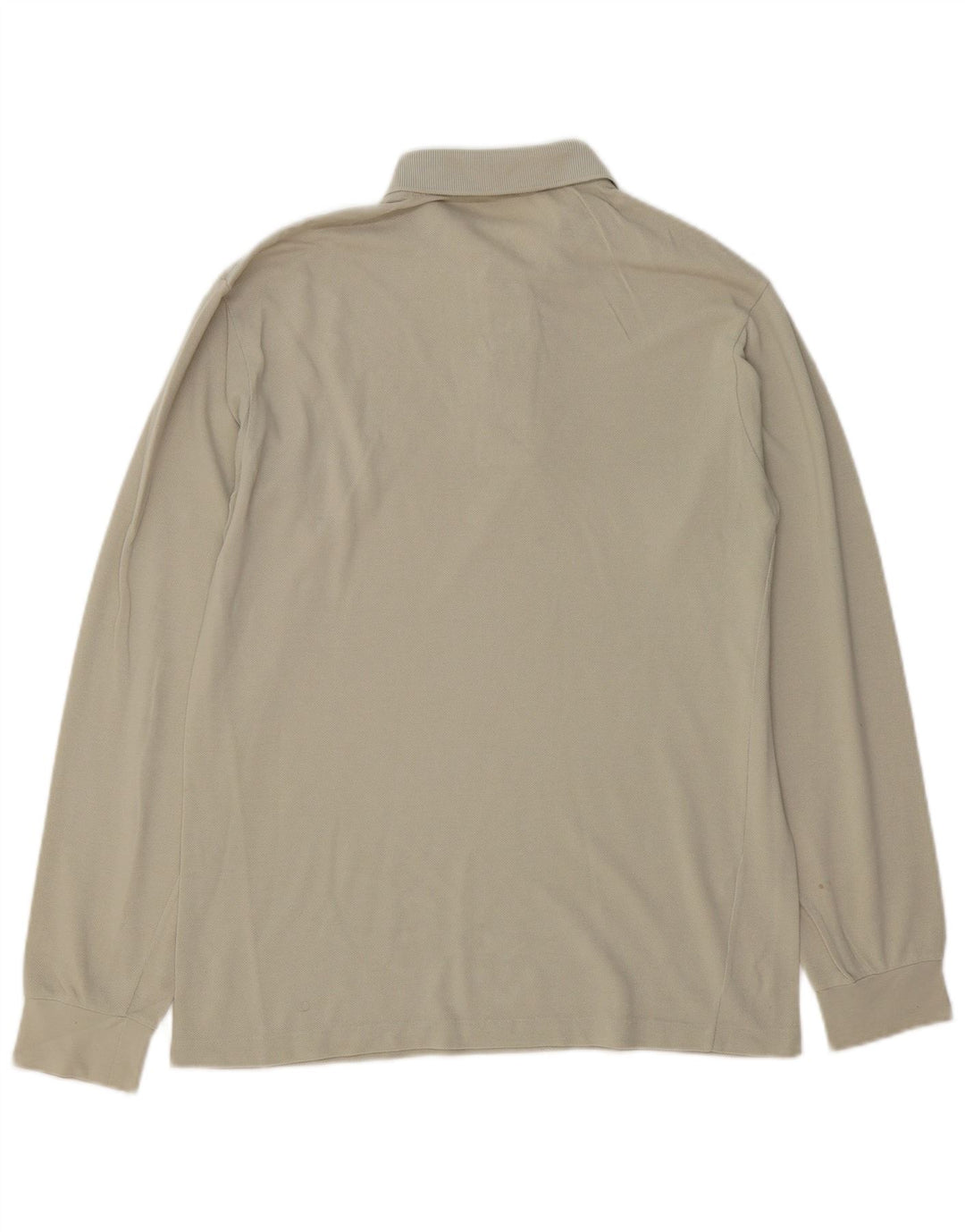LACOSTE Mens Long Sleeve Polo Shirt Size 3 Small Beige Cotton