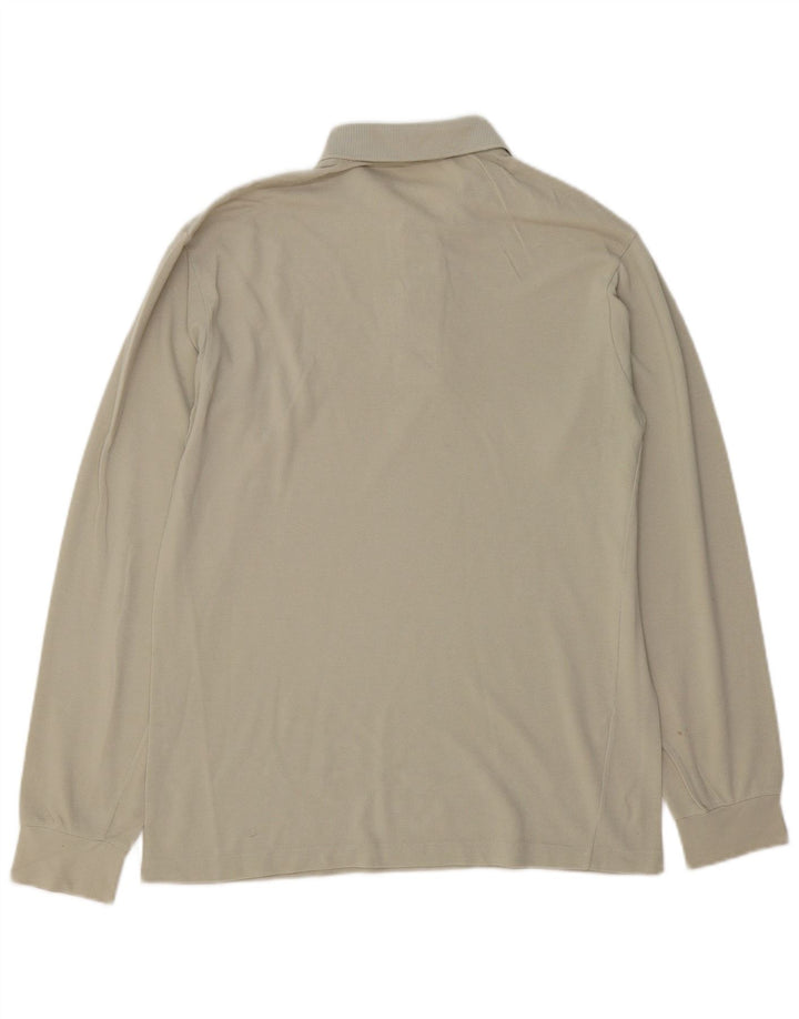 LACOSTE Mens Long Sleeve Polo Shirt Size 3 Small Beige Cotton